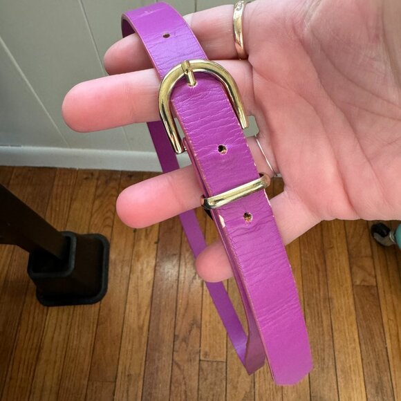H&M Skinny Fuschia Belt with Gold Buckle OS - Picture 4 of 4